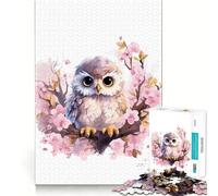 Watercolor Owl On A Branch Jigsaw Puzzle 1000 Pieces Focus Building Toy Firm Fit Secure Assembly Holiday Indoor Entertainment Toy (50x75cm)