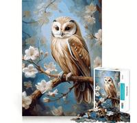 Watercolor Owl On A Branch Jigsaw Puzzle 1000 Think Boost Game Tight Lock No Loose Pieces Interactive Brain Challenge for Home (38x26cm)