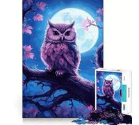 Watercolor Owl On A Branch Jigsaw Puzzles 1000 Piece for Adults Recall Fun Play Firm Fit Secure Assembly Family Fun Night Activity (50x75cm)