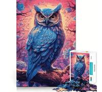 Watercolor Owl On A Branch Jigsaw Puzzles 1000 Pieces Focus Boost Fun Laser Cut for Flawless Fit Bonding Activity for Loved Ones (50x75cm)