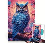 Watercolor Owl On A Branch Jigsaw Puzzles1000 Pieces Recall Skill Fun Professional Grade Cutting Thoughtful Gift for Mind Activity (38x26cm)