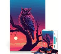 Watercolor Owl On A Branch Puzzle for Adults 1000 Pieces Memory Play Game Firm Fit Secure Assembly Meaningful Connection Building Game (38x52cm)