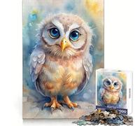 Watercolor Owl Portrait with Big Eyes 1000 Piece Jigsaw Puzzles for Teenagers Jigsaw Mind Training Easy Enjoyment Laser Cut Lovely Gift (38x52cm)
