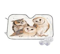 Watercolor Owls Family Wind Sun Shade for Car Sun Visor Foldable Vehicle Sunshade 30x55 Inch