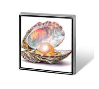 Watercolor Oyster Shell with A Pearl Inside Unisex Brooches & Pins Square Lightweight Lapel Badge Jewelry for Clothing Shawl Hat