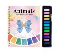 Watercolor Paint Book | with 12-Color Paints & Brush Art Supplies,Beginner Watercolor Drawing Workbook | for Birthday Holiday Men Women School Travel Education Journaling