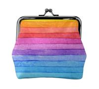 Watercolor Paint Bright Colors Line Artwork, PU Leather Coin Purse, Small Wallets, Change Pouch with Kiss Lock Clasp Buckle, Change Purse