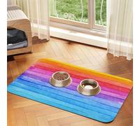Watercolor Paint Bright Colors Line Artwork,Waterproof Pet Feeding Mat,PU Leather Placemats for Cat Dog Water Bowl,Food Mats,40x60cm