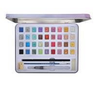 Watercolor Paint Set 36 Pearl Colors, Solid Watercolor Paint Blocks with Tin Box, High - Purity Pigments for Artists, Students and Beginners, Portable Art Supplies for Sketching, D