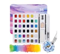 Watercolor Paint Set - 9 Inch Travel Paints for Adults Kids, Classroom Practice with Portable Brush Pen Function, Art Kit for Outdoor Manicure Craft Projects, Vibrant Pigments