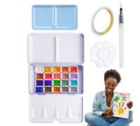 Watercolor Paint Set - Portable 20 Color Palette, Beginner Friendly Art Supplies, Vibrant Pigment Kit, Compact Travel Watercolor Box with Mixing Tray | Artists Kids Adults Painting Drawing Sketching C