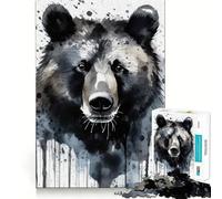 Watercolor Painted Bear 1000 Piece Puzzle For Adults Mind Skill Play Laser Cut for Flawless Fit Rewarding Activity for Rainy Days (50x75cm)