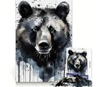 Watercolor Painted Bear for Adults 1000 Piece Jigsaw Puzzle Boost Memory Tranquil Pastime Quality Cut Bday Surprise (38x26cm)
