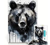 Watercolor Painted Bear Jigsaw 1000 Pieces for Teenagers Mental Boost Game Firm Fit Secure Assembly Family Fun Night Activity (38x26cm)