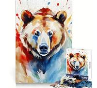 Watercolor Painted Bear Jigsaw Puzzles for Adults1000 Piece Brain Stimulation Calm Distraction Premium Cut Birthday Gift (50x75cm)
