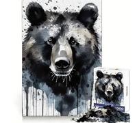 Watercolor Painted Bear Jigsaws 1000 Pieces for Adults Mental Sharpness Cozy Pastime Precise Fit Holiday Treat (38x52cm)
