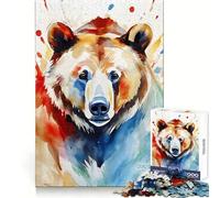 Watercolor Painted Bear Puzzles for Adults 1000 Puzzles Smart Exercise Light Enjoyment Accurate Edges Holiday Treat (38x52cm)
