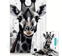 Watercolor Painted Giraffe 1000-piece Jigsaw Puzzles Brain Training Fun Tight Interlock No Gaps Bonding Activity for Loved Ones (50x75cm)