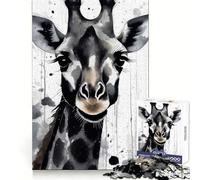 Watercolor Painted Giraffe Adults 1000 Pieces Puzzle Reasoning Practice Easy Enjoyment Premium Edges Lovely Gift (50x75cm)