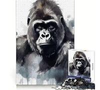 Watercolor Painted Gorilla Adults 1000 Pieces Puzzle Reasoning Practice Easy Enjoyment Premium Edges Lovely Gift (38x52cm)