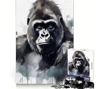 Watercolor Painted Gorilla for Adults 1000 Piece Jigsaw Puzzle Boost Memory Tranquil Pastime Quality Cut Bday Surprise (50x75cm)