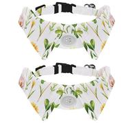 Watercolor Painted Herbal Plants and Flowers Dog Collar Bowtie, Comfortable Adjustable Dog Bow Tie Collar for Small Boys and Girls Pets