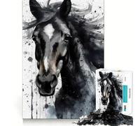 Watercolor Painted Horse Jigsaw Puzzle 1000 Think Boost Game Tight Lock No Loose Pieces Interactive Brain Challenge for Home (38x52cm)