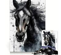Watercolor Painted Horse Jigsaw Puzzles 1000 Piece for Adults Intellectual Fun Calm Distraction Sharp Cut Thoughtful Gift (50x75cm)