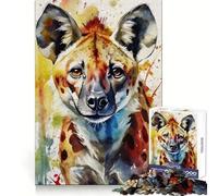 Watercolor Painted Hyena Jigsaw Puzzles for Adults 1000 Piece Intellectual Fun Peaceful Hobby Sharp Cut Unique Gift (38x52cm)