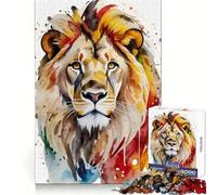 Watercolor Painted Lion for Adults 1000 Piece Jigsaw Puzzle Boost Memory Tranquil Pastime Quality Cut Bday Surprise (38x52cm)