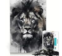 Watercolor Painted Lion Jigsaw Puzzle 1000 Pieces Focus Building Toy Firm Fit Secure Assembly Holiday Indoor Entertainment Toy (50x75cm)