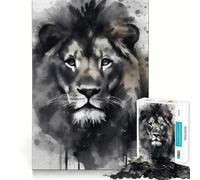 Watercolor Painted Lion Jigsaw Puzzles1000 Pieces Recall Skill Fun Professional Grade Cutting Thoughtful Gift for Mind Activity (38x26cm)