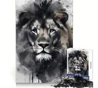 Watercolor Painted Lion Puzzles for Teenagers 1000 Piece Intellect Skill Tranquil Escape Clean Join (38x52cm)