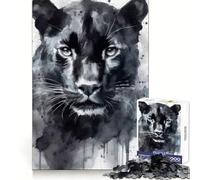 Watercolor Painted Panther 1000 Piece Jigsaw Puzzles for Adults Jigsaw Critical Think Mindful Escape Firm Fit Ideal Xmas Gift (38x26cm)