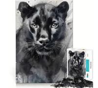 Watercolor Painted Panther 1000 Piece Jigsaw Puzzles for Teenagers Recall Fun Play Tight Interlock No Gaps Family Fun Night Activity (38x52cm)