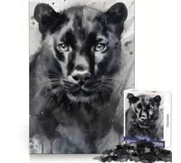 Watercolor Painted Panther Jigsaw 1000 Pieces for Adults Focus Enhance Casual Relaxation Smooth Cut Lovely Gift (38x52cm)