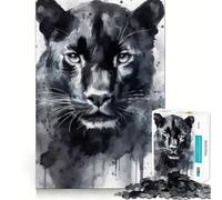 Watercolor Painted Panther Jigsaw 1000 Pieces for Teenagers Mental Boost Game Firm Fit Secure Assembly Family Fun Night Activity (38x52cm)