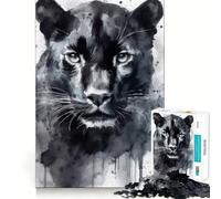 Watercolor Painted Panther Jigsaw Puzzle 1000 Pieces Focus Building Toy Firm Fit Secure Assembly Holiday Indoor Entertainment Toy (50x75cm)