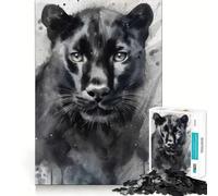 Watercolor Painted Panther Jigsaw Puzzle 1000 Pieces Mental Focus Game Precision Cut Smooth Edges Absorbing Activity for Quiet Nights (50x75cm)