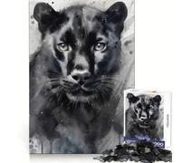 Watercolor Painted Panther Jigsaw Puzzle for Teenagers 1000 Pieces Sharp Recall Quiet Recreation Uniform Cut Unique Xmas Gift (38x26cm)