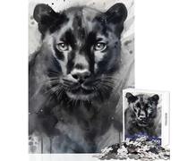 Watercolor Painted Panther Jigsaw Puzzles 1000 Pieces for Teenagers Relaxing Quiet Leisure Fun Relaxing Soothing Indoor Play (50X75cm)