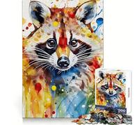 Watercolor Painted Racoon 1000 Piece Jigsaws for Adults Puzzle Memory Power Serene Activity Seamless Fit Holiday Present (50x75cm)