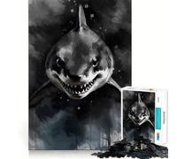Watercolor Painted Shark 1000 Pieces Puzzles for Teenagers Mind Boost Fun High Accuracy Cutting Craft Calming Mental Break Activity (38x52cm)