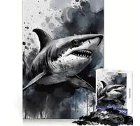 Watercolor Painted Shark Jigsaw 1000 Pieces for Teenagers Reasoning Skill Serene Escape Sharp Cut Thoughtful Gift (50x75cm)