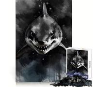 Watercolor Painted Shark Puzzle for Teenagers 1000 Pieces Cognitive Recall Restful Pleasure Sharp Cut Unique Gift (38x52cm)