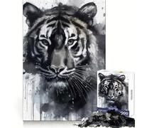 Watercolor Painted Tiger Jigsaw Puzzles 1000 Pieces for Teenagers Improve Memory Peaceful Fun Laser Cut Heartfelt Gift (38x52cm)