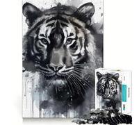Watercolor Painted Tiger Puzzle for Adults 1000 Pieces Memory Play Game Firm Fit Secure Assembly Meaningful Connection Building Game (50x75cm)