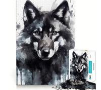 Watercolor Painted Wolf 1000-piece Jigsaw Puzzles Brain Focus Game Expert Cutting Craftsmanship Fascinating Hobby for Idle Moments (38x26cm)