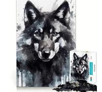 Watercolor Painted Wolf Adults 1000 Piece Jigsaw Puzzle Memory Fun Game Clean Cut Sturdy Components Unique Gift for Stress Relief (50x75cm)