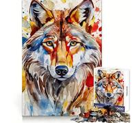 Watercolor Painted Wolf Puzzles for Adults 1000 Puzzles Smart Exercise Light Enjoyment Accurate Edges Holiday Treat (50x75cm)
